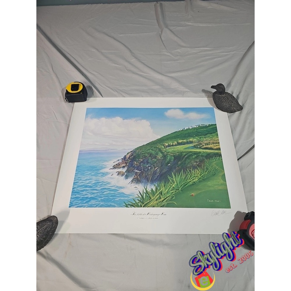 Donald Moss "The 14th at Mahogany Run" Signed 21x25 Golf Virgin Islands
